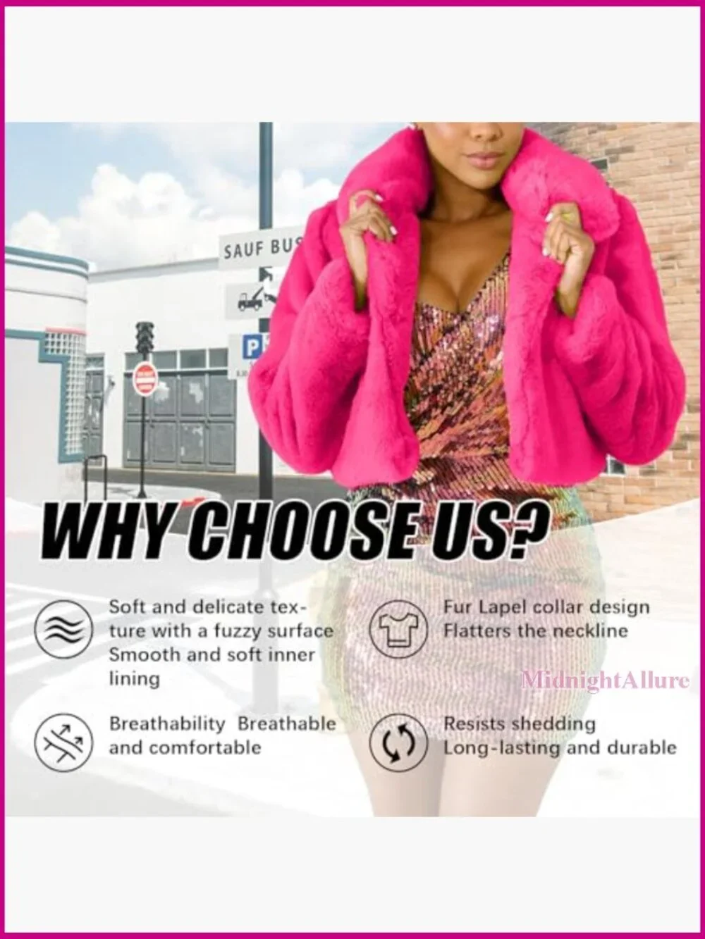 Faux Fur Crop Jacket Long Sleeve Open Front Shaggy Winter Coat - Picture 5 of 7